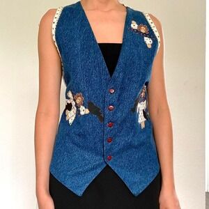 90s whimsical vintage denim vest